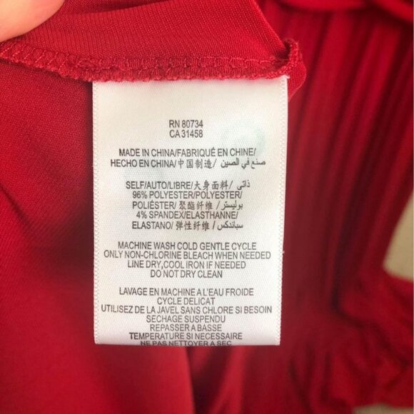 MAX AND CLEO Red Knit Pleated Midi Sleeveless V Neck Dress Size 2 - Picture 4 of 4